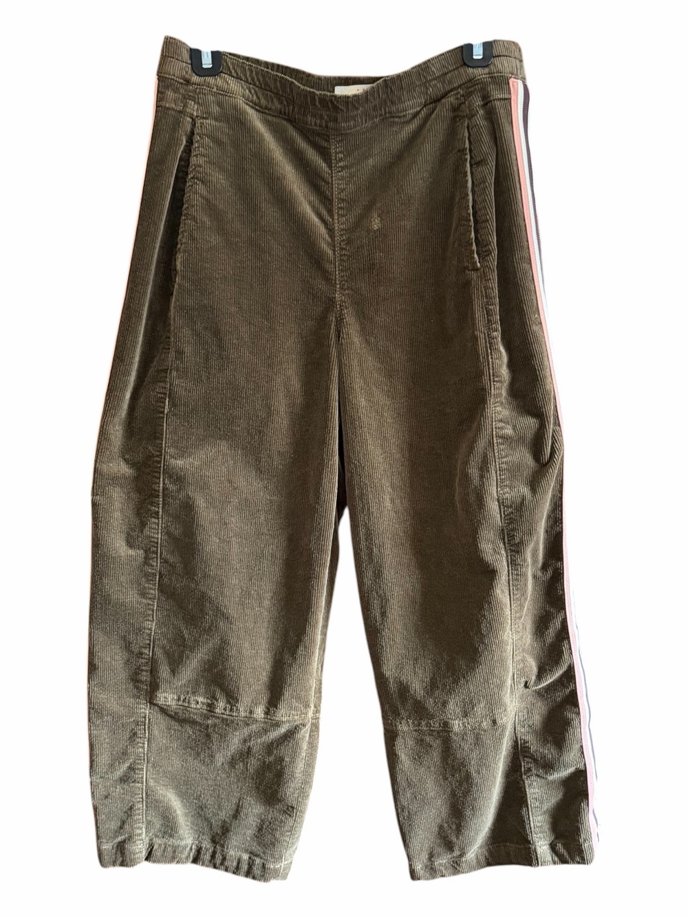 PILCRO Izzie Relaxed Corduroy Pull-On Barrel Pants Olive Stripe S - Picture 6 of 16